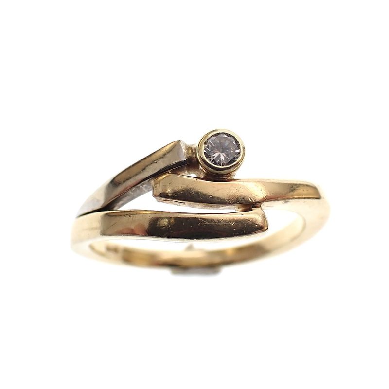 Image 2 of Two-tone gold fantasy ring with 0.04 ct diamond.