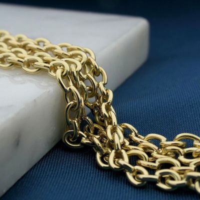 Image 2 of Gold anchor link necklace