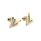 Image 3 of Bicolor gold stud earrings with diamond; 0.20 ct.