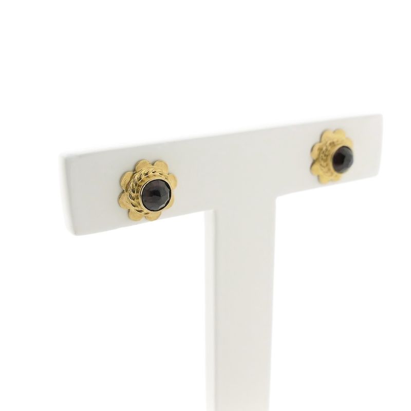 Image 3 of Gold stud earrings with garnet