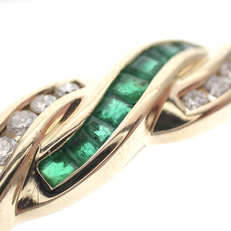 Image 6 of Gold bracelet with emerald and diamond 0.51 ct.; Vintage | Ø 57 mm