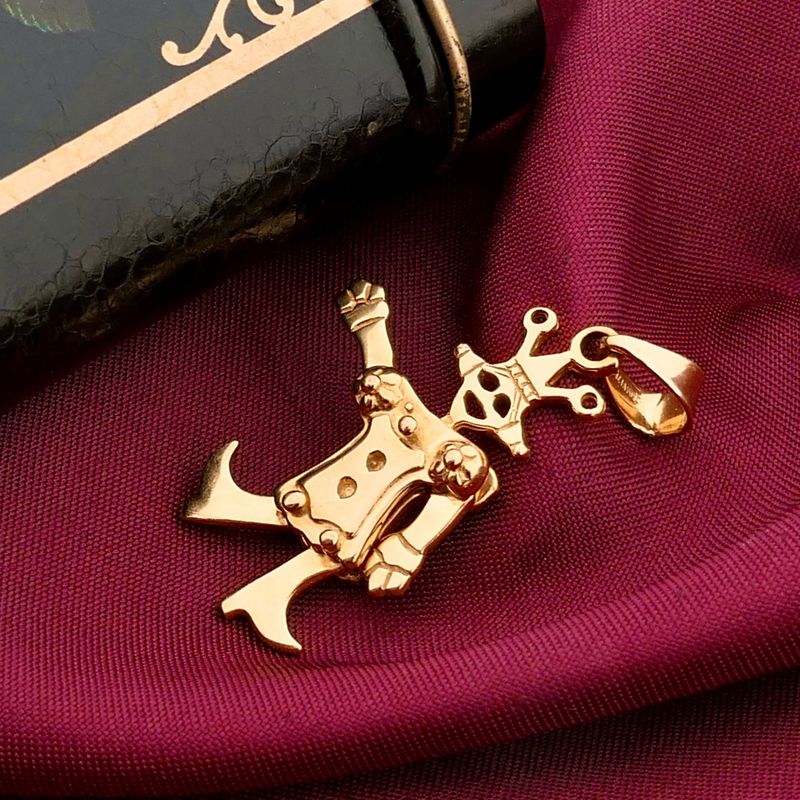 Image 2 of Gold pendant of a dancing jester