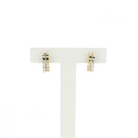 Bicolor gold stud earrings with diamond; 0.08 ct.