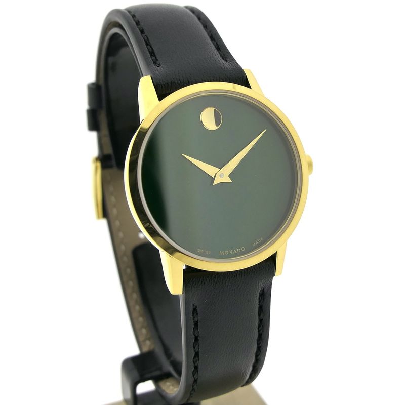 Image 3 of Movado Museum Classic; Gold-plated women's watch with green 'Mother of Pearl' dial; 0607633