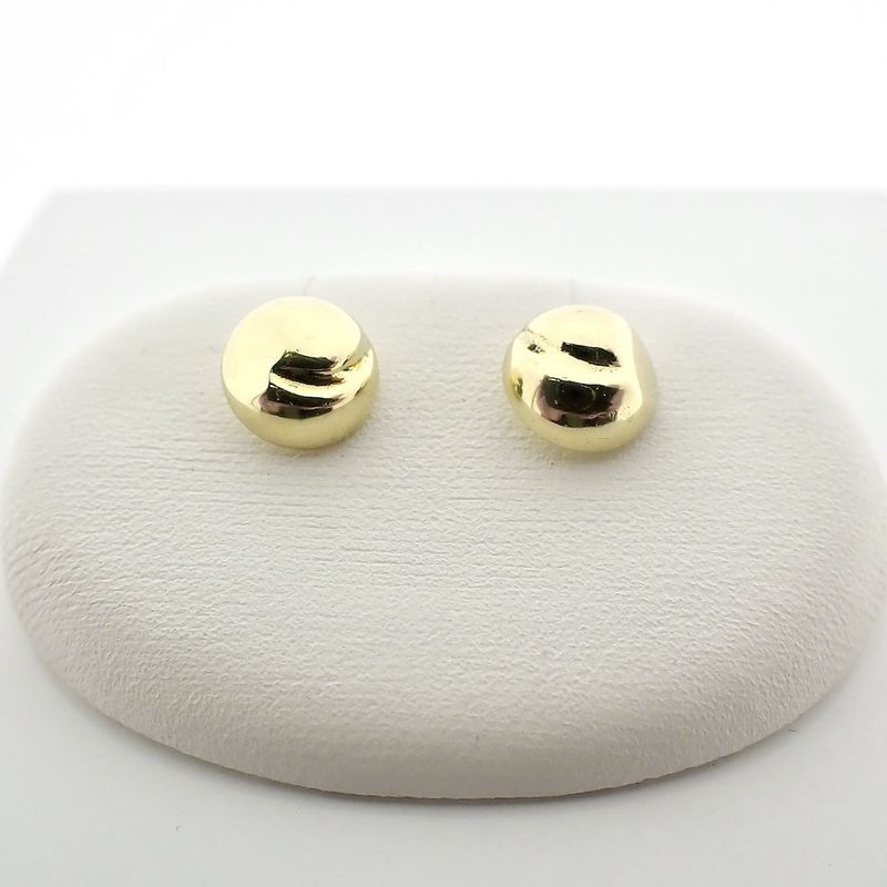 Image 1 of Gold stud earrings with large round button