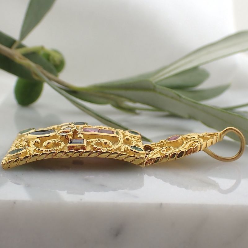 Image 6 of 18-karat gold oriental pendant | diamond, ruby, sapphire, and emerald