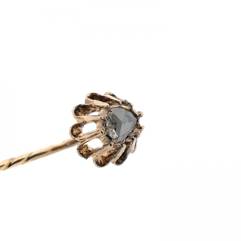 Image 3 of Gold lapel pin with diamond; approx. 0.10 ct.