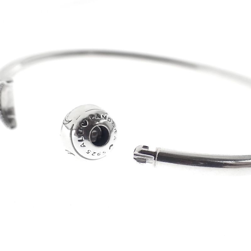 Image 5 of Pandora Moments Open Bangle; Silver; Moon and Stars | Ø 65mm