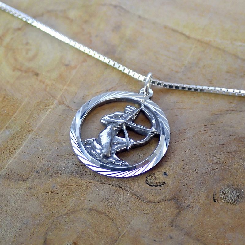 Image 6 of Silver zodiac sign pendant; Sagittarius
