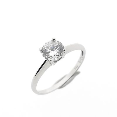 Image 1 of White gold solitaire ring with zirconia