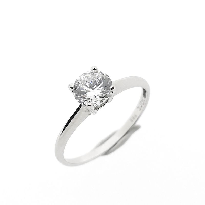 Image 1 of White gold solitaire ring with zirconia
