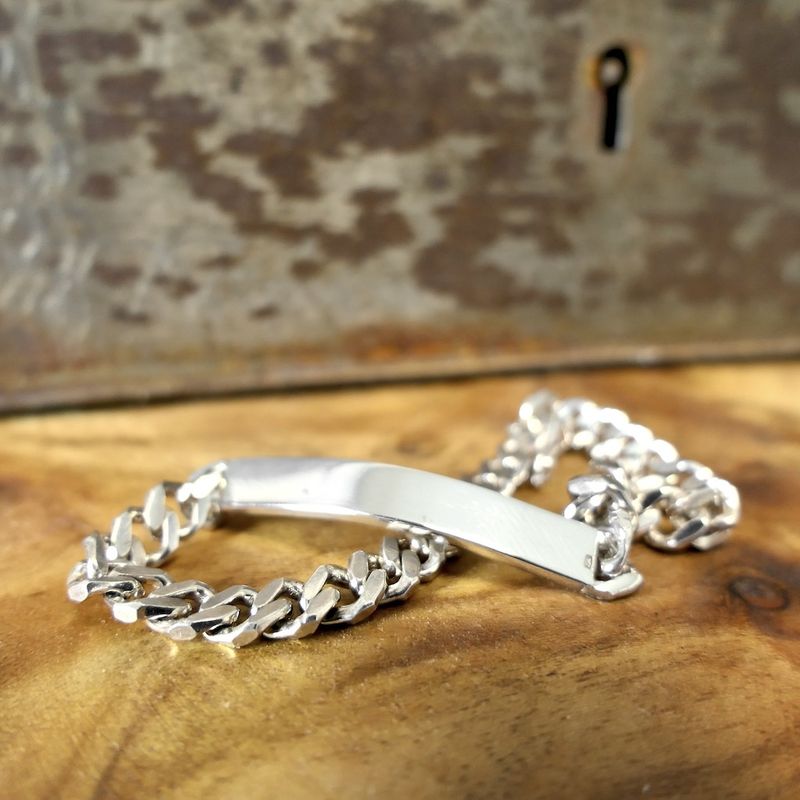 Image 8 of Silver flat gourmet bracelet with engraving plate | 20 cm