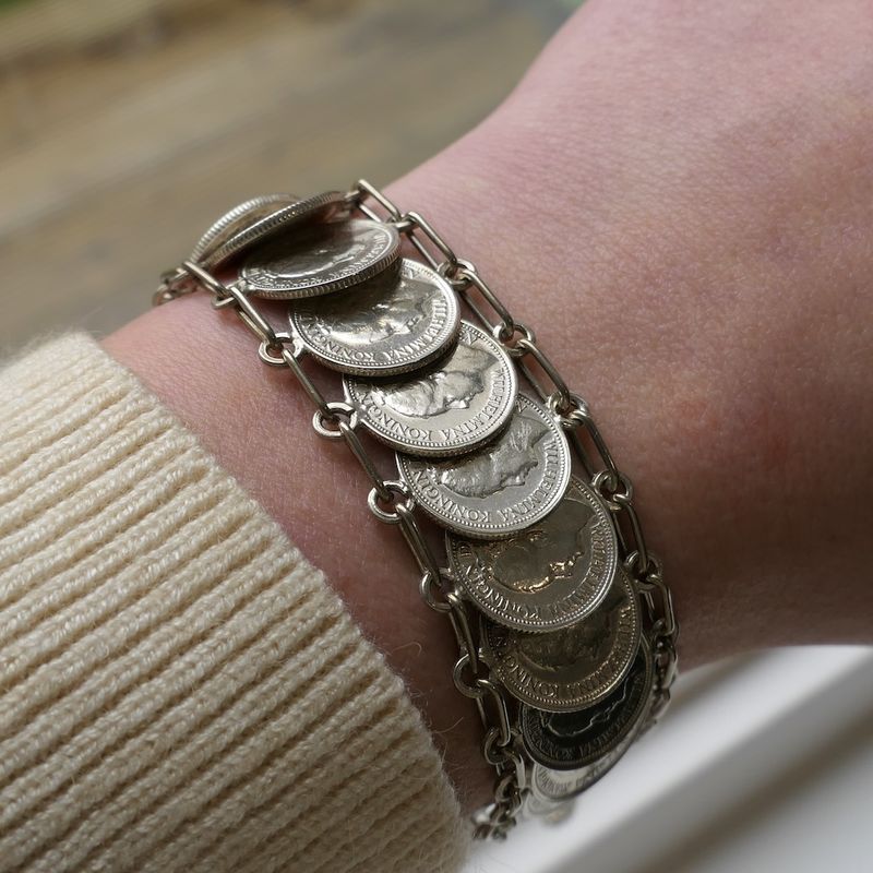 Image 10 of Silver Queen Wilhelmina coin bracelet | 17 cm