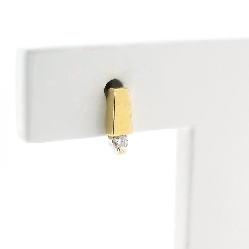 Image 4 of Gold subtle stud earrings with diamond; 0.05 ct.