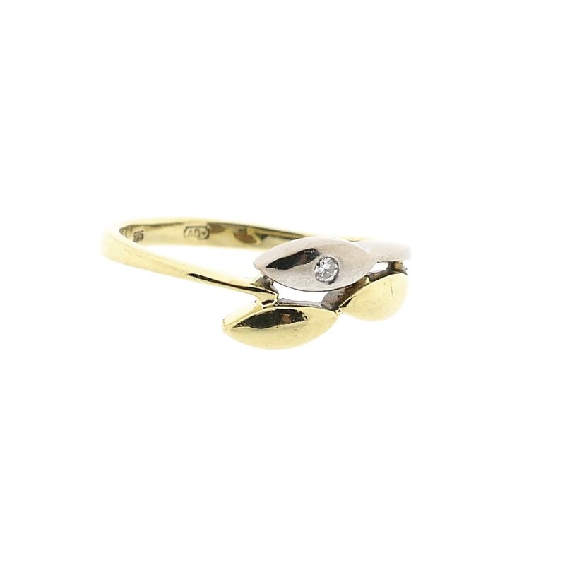 Afbeelding 8 van Bicolor gouden ring met diamant; 0,015 ct. 