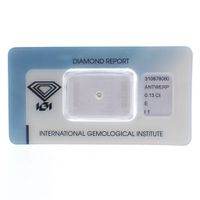 0.13 ct. Brilliant cut diamond E/I1 + IGI Certificate - Natural diamond