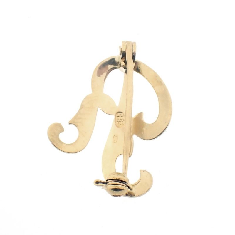 Image 5 of Gold letter brooch; letter R | Vintage
