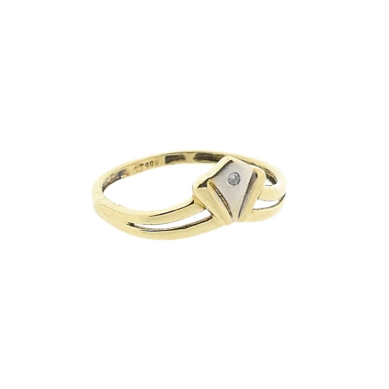 Image 3 of Bicolor gold ring with diamond; 0.005 ct.
