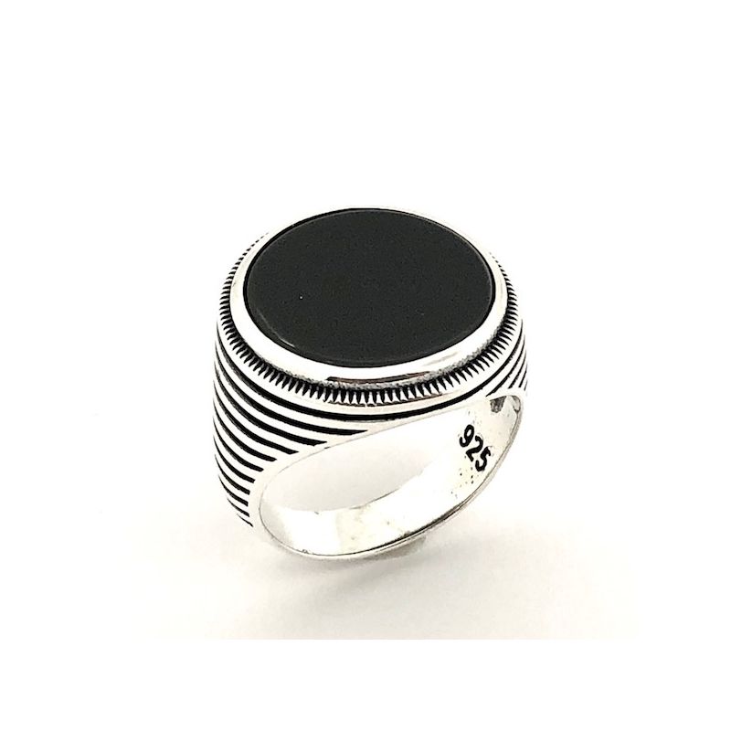 Image 1 of Silver signet ring with onyx stone