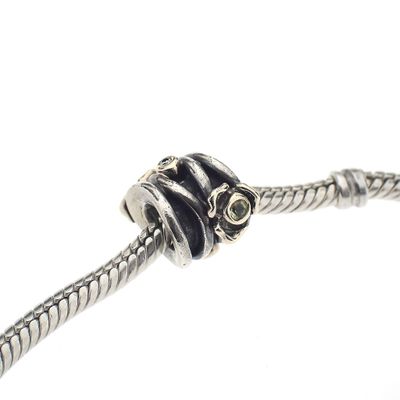 Image 2 of Pandora charm; Silver with gold; Growing Flower