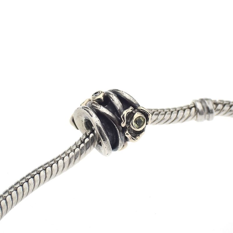 Image 2 of Pandora charm; Silver with gold; Growing Flower