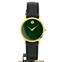 Movado Museum Classic; Gold-plated women's watch with green 'Mother of Pearl' dial; 0607633