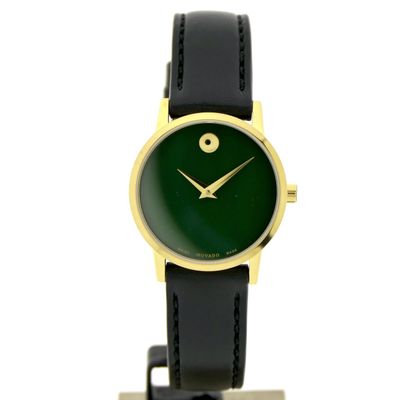 Image 1 of Movado Museum Classic; Gold-plated women's watch with green 'Mother of Pearl' dial; 0607633