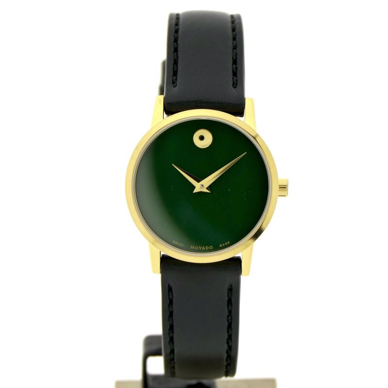 Image 1 of Movado Museum Classic; Gold-plated women's watch with green 'Mother of Pearl' dial; 0607633