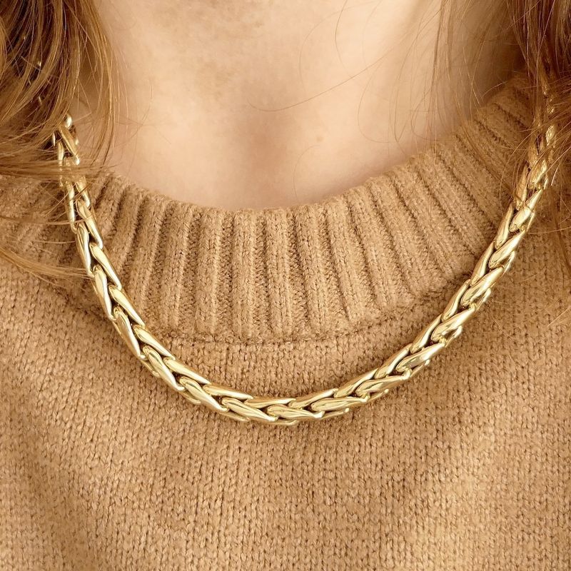 Image 12 of Gold foxtail link necklace with ruby ​​and onyx