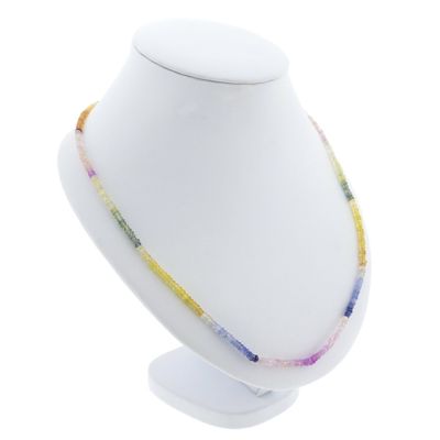 Image 2 of 9 carat multi-colored sapphire bead necklace