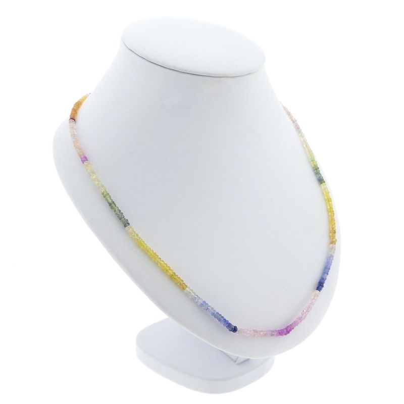 Image 2 of 9 carat multi-colored sapphire bead necklace