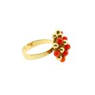 Image 5 of Gold entourage ring with red coral