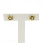 Image 1 of Gold stud earrings of a flower with diamond | 0.06 ct.