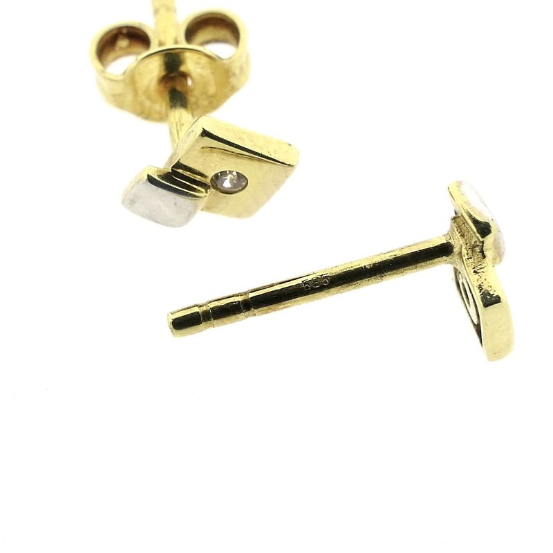 Image 4 of Bicolor gold stud earrings with zirconia