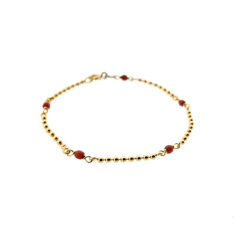 Image 5 of 18 ct. Gold bracelet with red coral | 16.5 cm