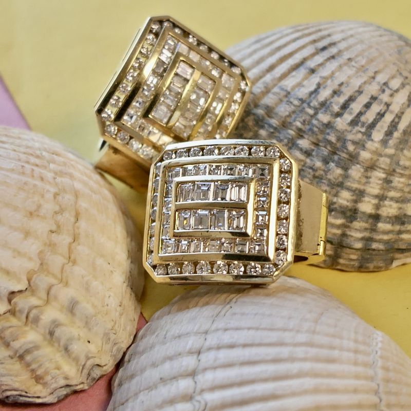 Image 8 of Gold stud earrings with diamonds; 3.92 ct.