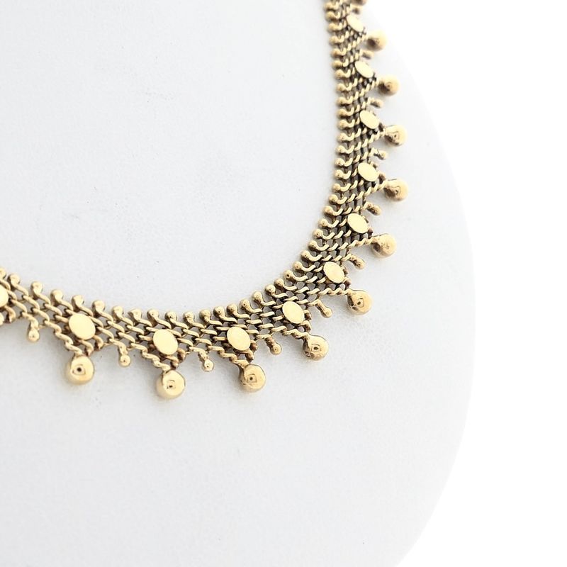 Image 3 of Gold gallery wire link necklace with balls