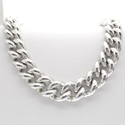 Image 1 of Silver robust gourmet link necklace | 45 cm