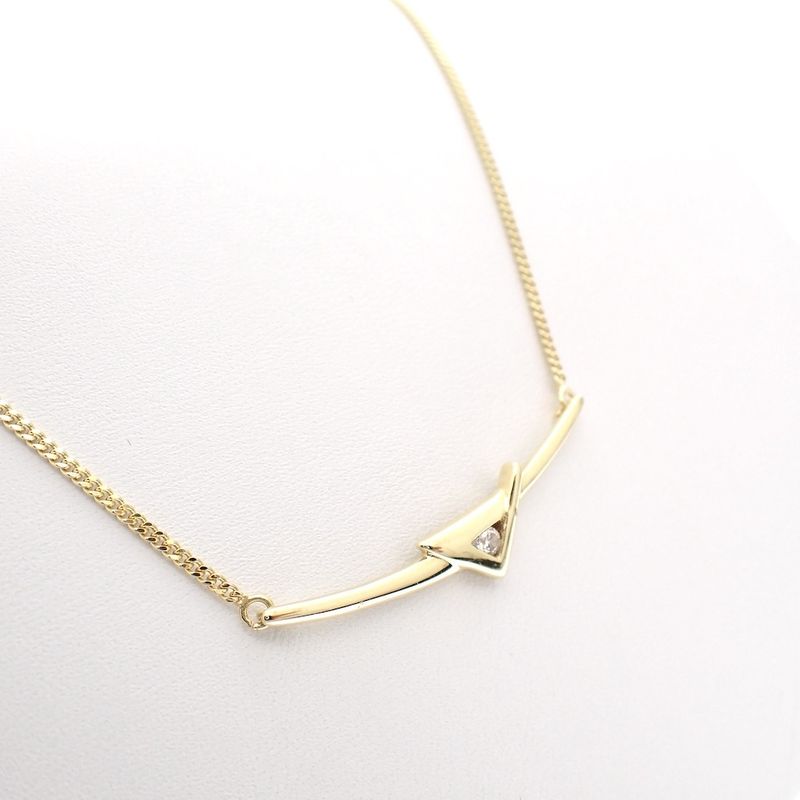 Image 2 of Gold necklace with a fixed pendant and zirconia | 41.5 cm