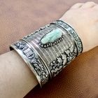 Image 2 of Silver wide Asian bracelet; Bohemian style | approx. Ø 62 mm