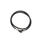 Image 3 of Pandora Moments double black leather bracelet; Silver; Ø 61 mm