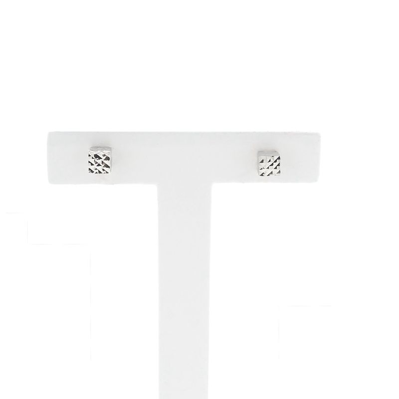 Image 1 of 18 kt white gold faceted square stud earrings