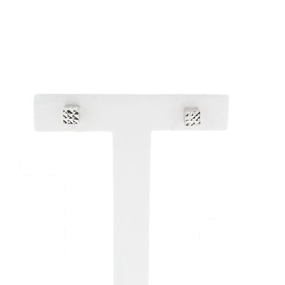 18 kt white gold faceted square stud earrings Image 1 of 18 kt white gold faceted square stud earrings