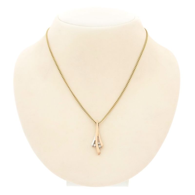 Image 3 of Two-tone gold pendant with diamond | 0.085 ct.
