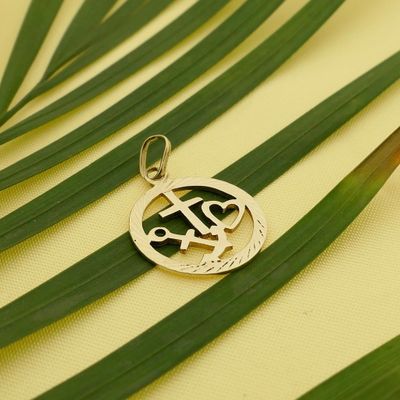 Golden Pendant; Faith Hope and Love Image 2 of Golden Pendant; Faith Hope and Love