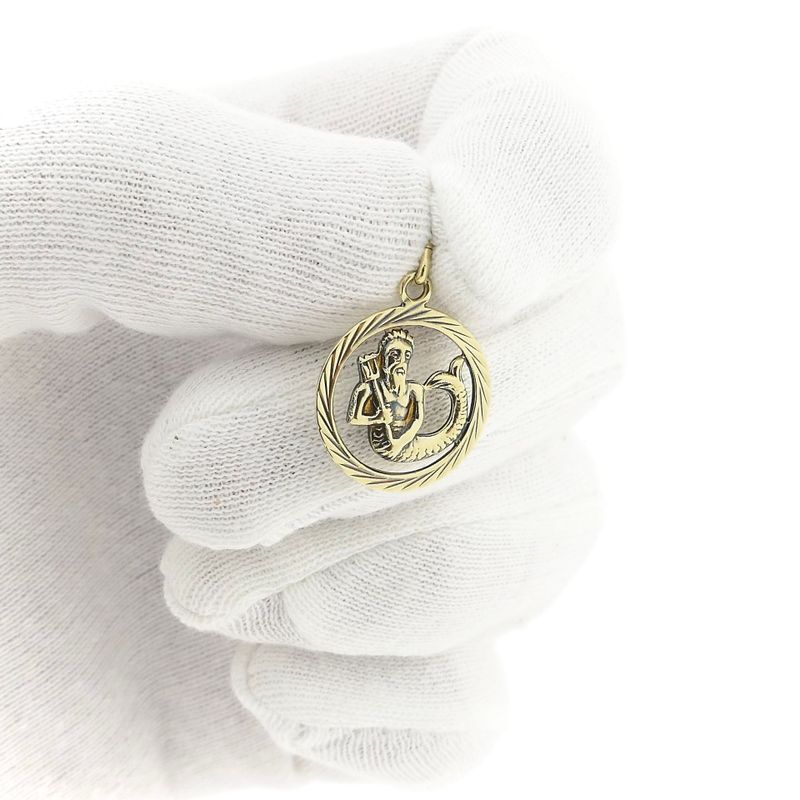 Image 10 of Gold Zodiac Pendant; Aquarius