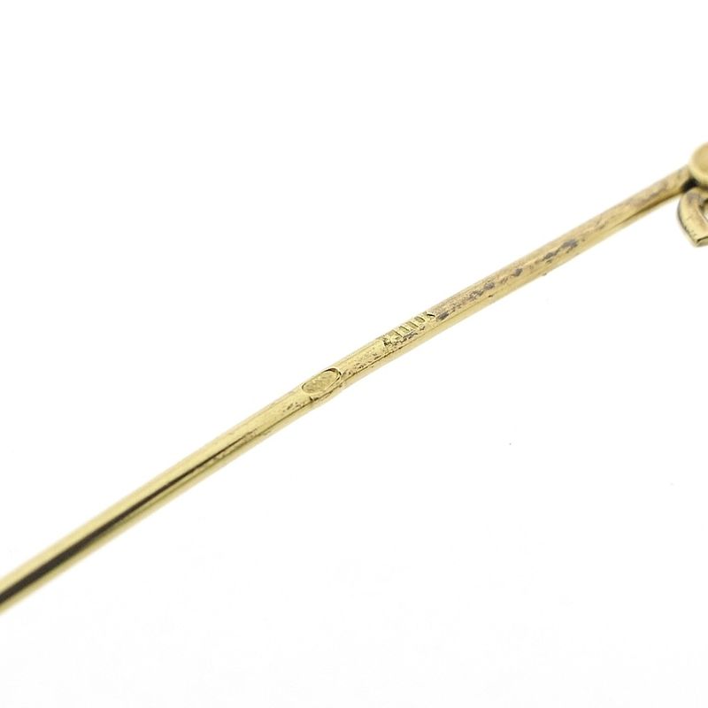 Image 5 of Vintage gold brooch with jade