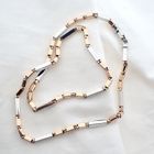 Image 8 of Two-tone gold checkered link necklace | 45 cm