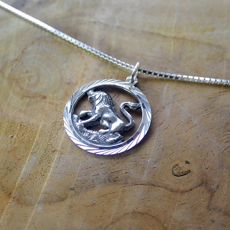 Image 6 of Silver zodiac sign pendant; Leo