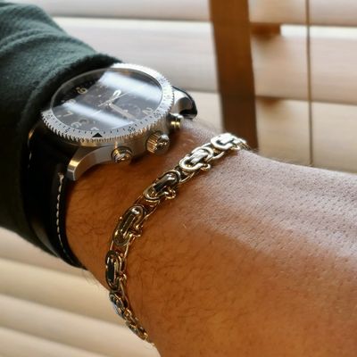 Two-tone gold fantasy link bracelet | 21 cm Image 2 of Two-tone gold fantasy link bracelet | 21 cm